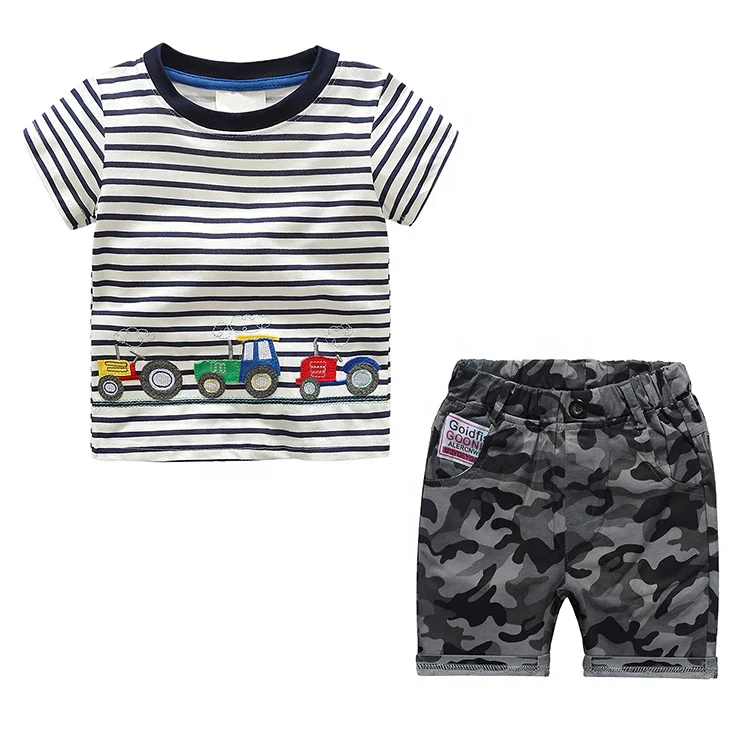 

2021 Children Summer Clothes Boy's Shorts And Shirt Set Kid Clothing Set, As picture