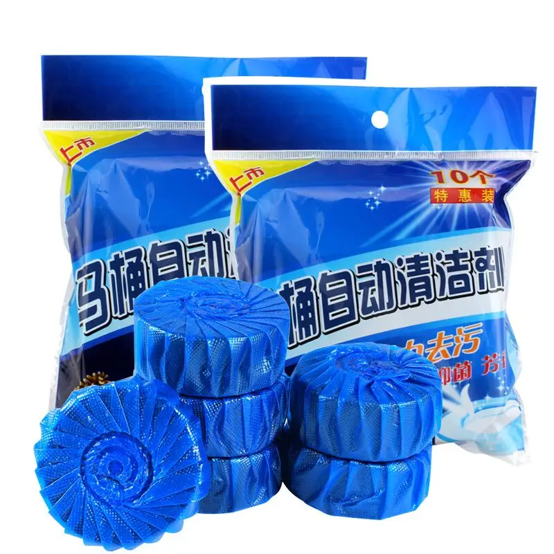 

FF205345 10 Automatic Bleach Toilet Bowl Cleaner Stain Remover Blue Tab-Tablet Flush Tank