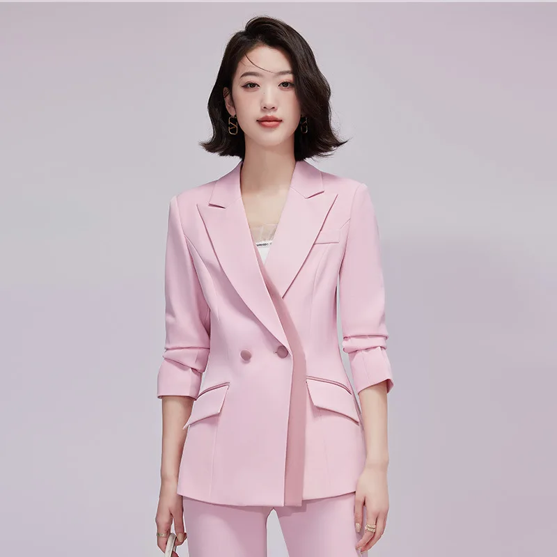 S-4XL Long Sleeved Professional Suit Formal Interview Sales Work Suit Jacket Sets Suits