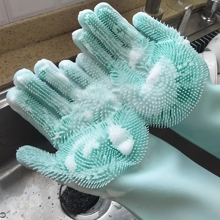 

Hot Sale Heat Resistant Magic Silicone Glove for Kitchen Cleaning Washing Pet and Car, Blue/green/purple/pink/grey/red