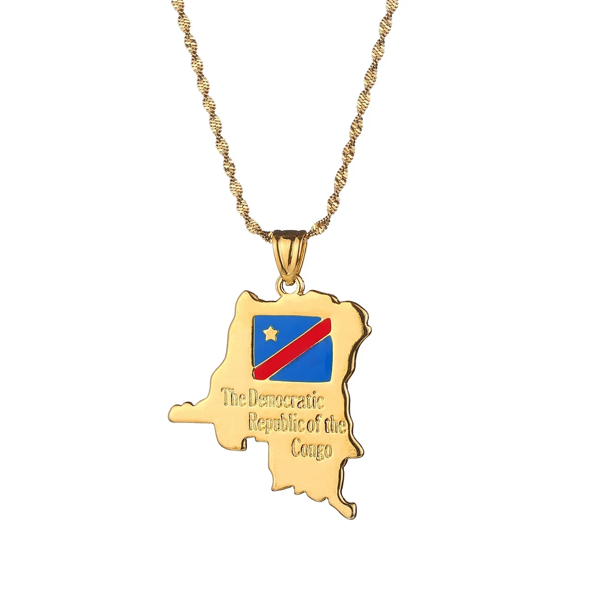 

Democratic Republic of The Congo Map Pendant Necklace Gold Color DRC Charm Jewelry