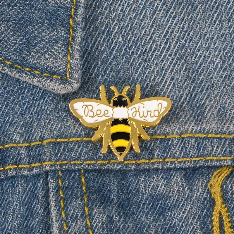 

JEWELRY Kind Honey Brooch Bee Lapel Pin Be kind Enamel pin Animal Jewelry Brooches for Men Women