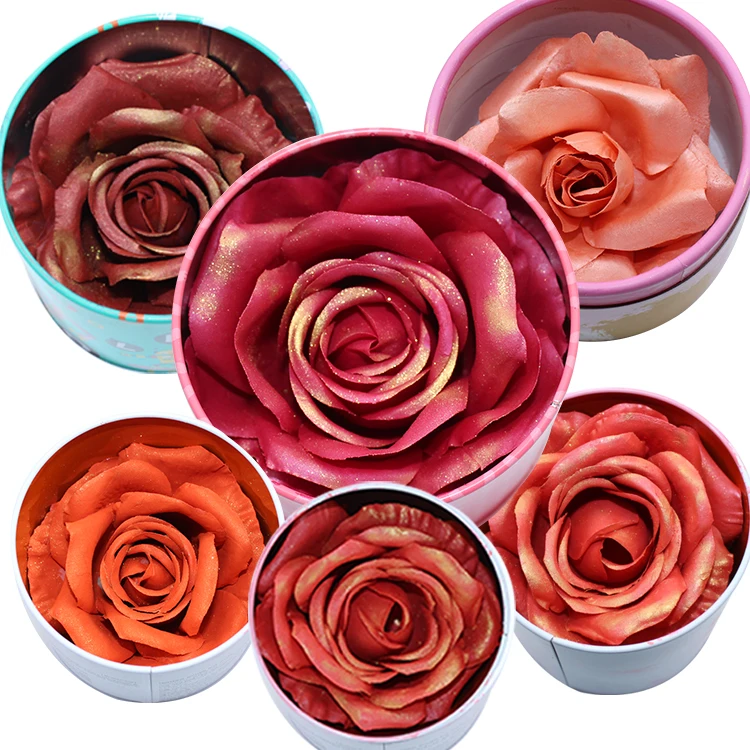 

Multi Colors Private Label Vegan Cheek Highlight Blusher Bronzer Petals Flower Glitter 3D Rose Blush