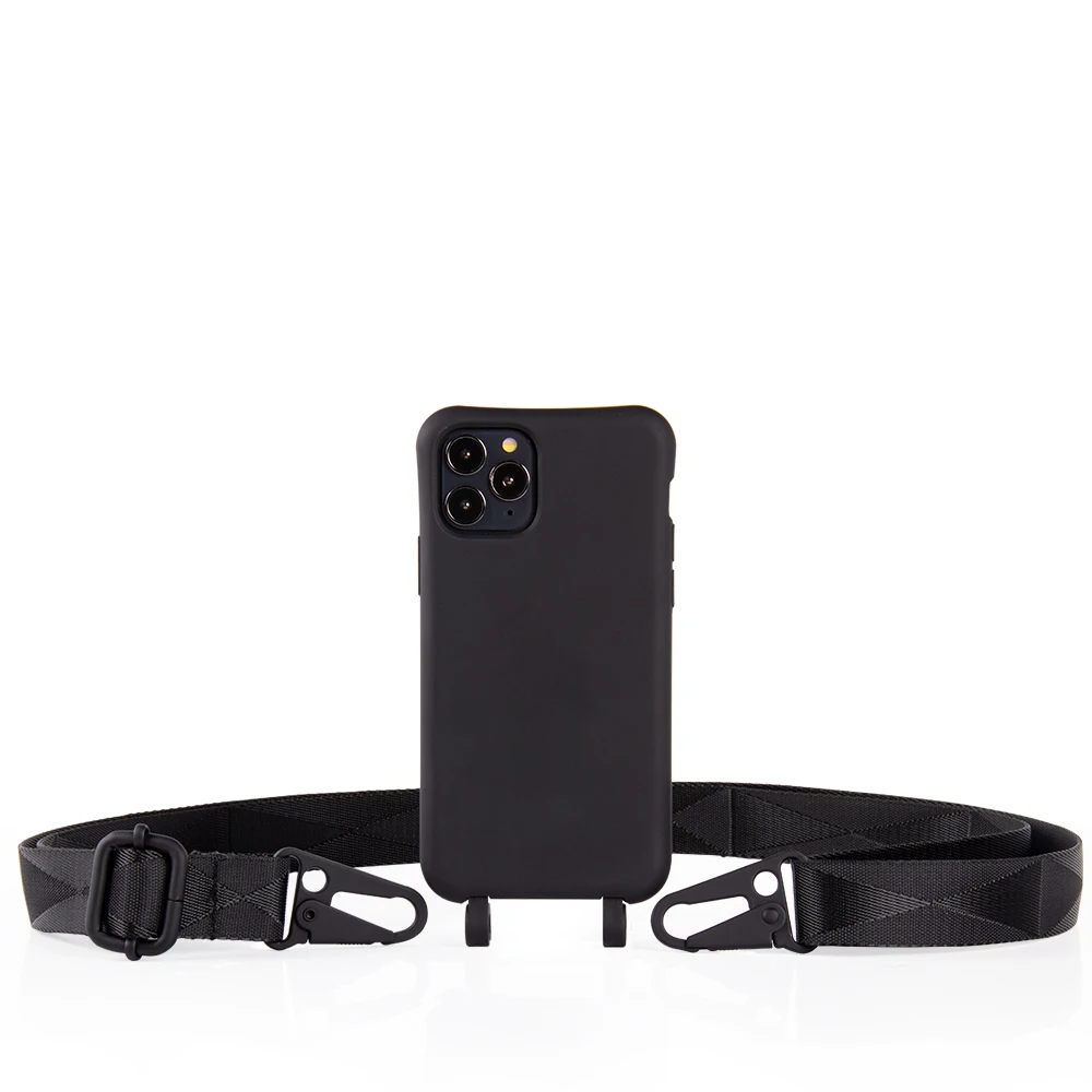 

Modular Black Silicone Case phone comes with Modular Lanyard design Necklace Phone Case for samsung A71, 8 colors