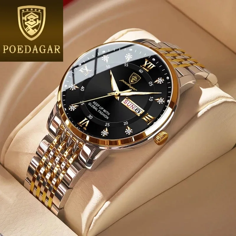2024 POEDAGAR Hot Sell New 836 Men Watch Luxury Sports Quartz Man Watches Stainless Steel Waterproof Chronograph Wristwatch Men