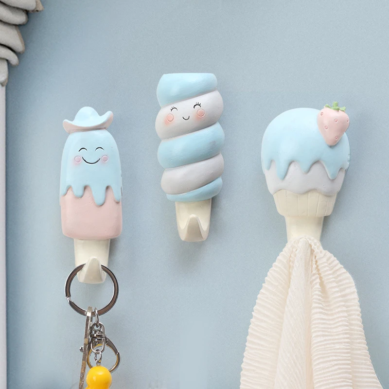 

Cute Holder Ice Cream Wall Hook Creative Key Hat Coat Towel Hanger Home Decoration Accessories