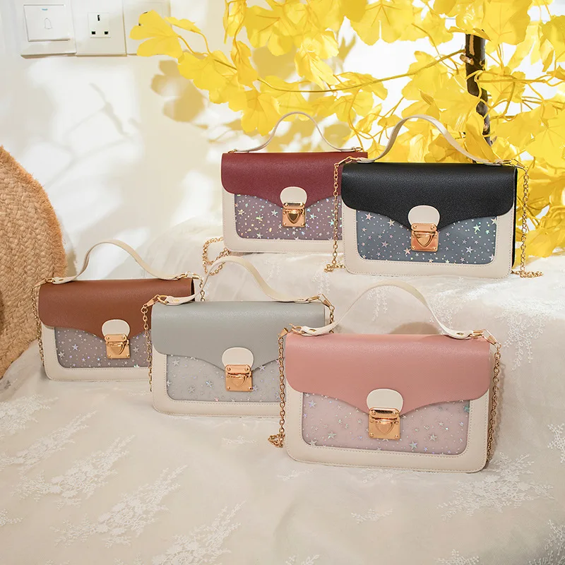 

Women Classic Bag Cross body Chain Shoulder Bag Top Handle Purse with buckle