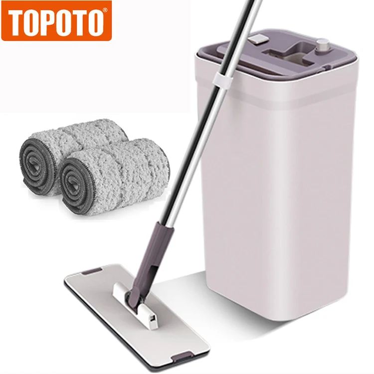 

TOPOTO Wash Flat Mop And Bucket Set Squeeze Floor Cleaning Mops Microfiber Flat Mop With Bucket