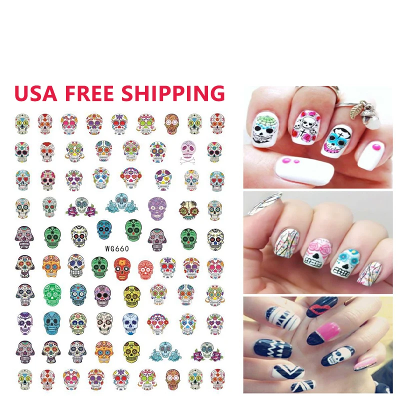 

Free Shipping Halloween Nail Decal Fairytale Adhesive Wraps Nail Stickers Decoration Animal Cartoon Nail Art For Girls, 23 colors