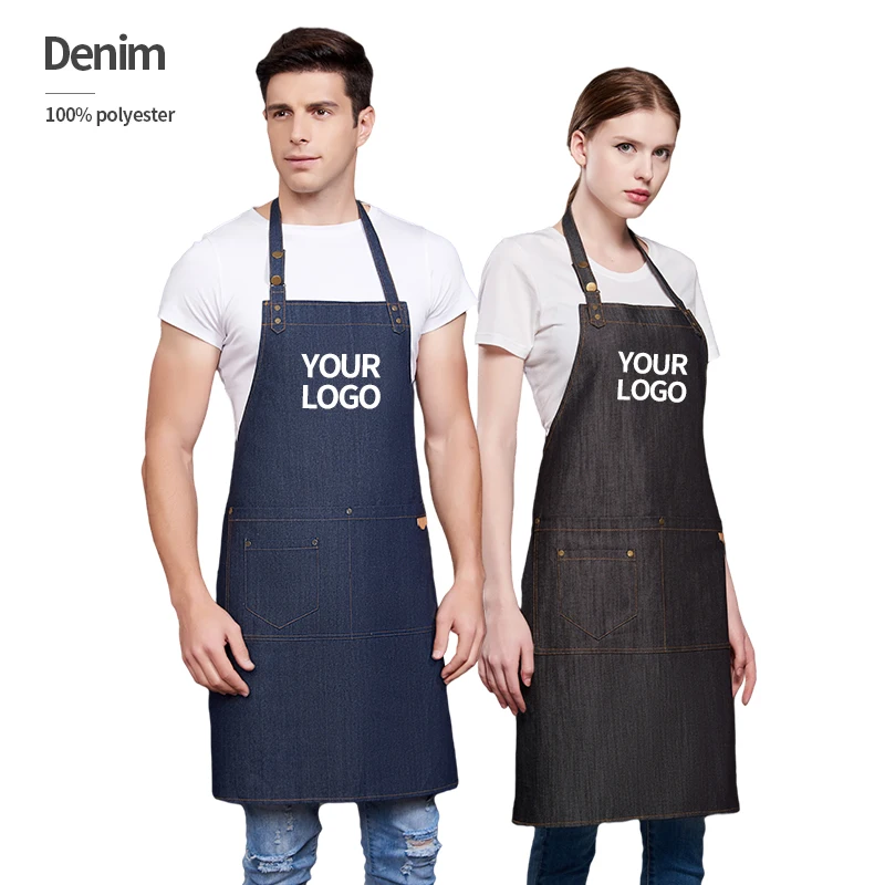 

barista apron custom logo vintage tool apron waiter denim apron