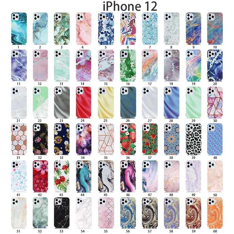 

Hard PC Marble Phone Case For iPhone 12, Multi colors