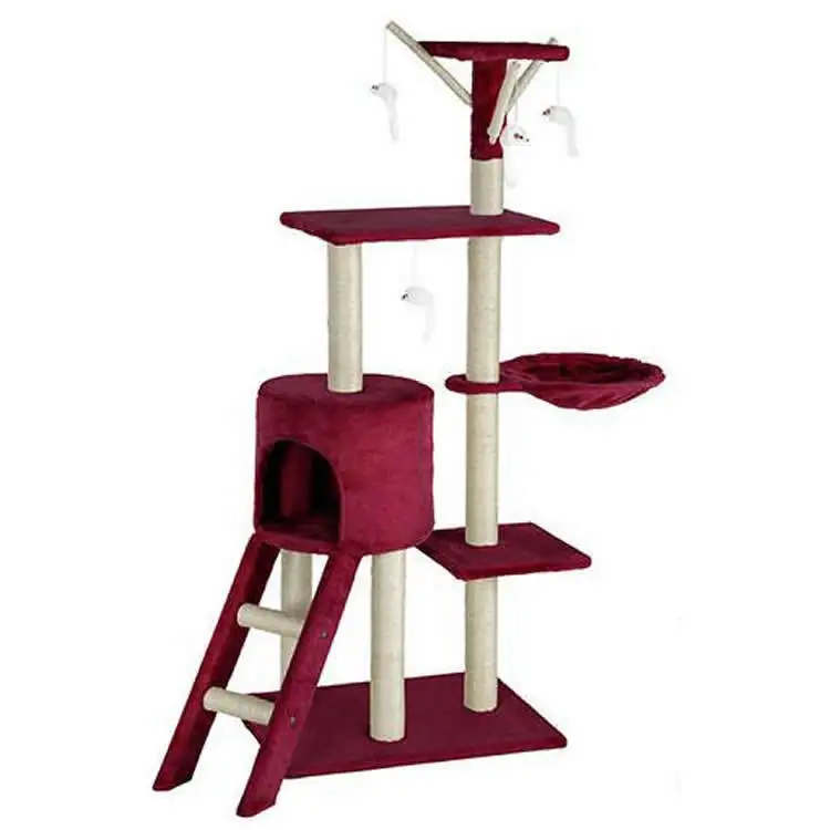 

Pet Furniture Lounge Cheap Luxury Modern Nature Sisal Large Climbing Frame Scratcher Components Wood Cat Tree House tower, Multicolor