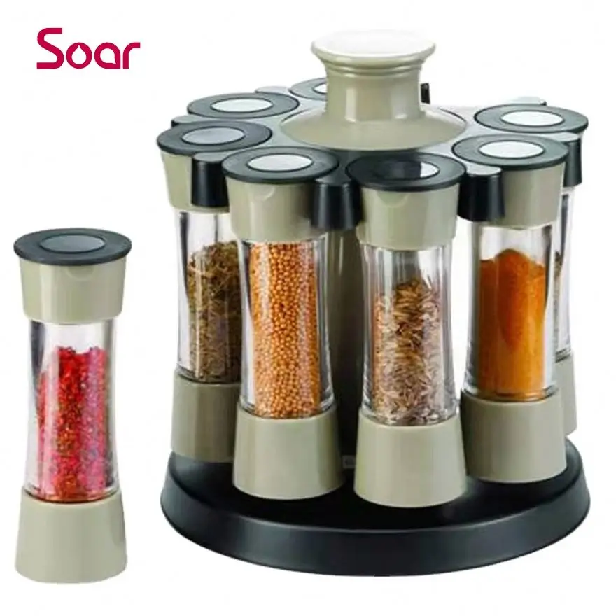 

Household 8 Piece Kitchen Storage Spice Tools Spice Rotary Spice Bottle, Black white