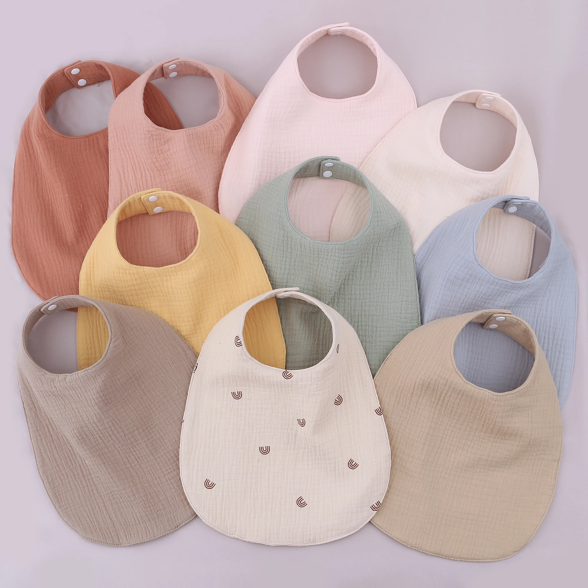 

2021 New Custom Bamboo Bibs Cycling Bandana Bibs Organic Cotton Knitted Print Newborn Linen Solid Waterproof Baby Bibs