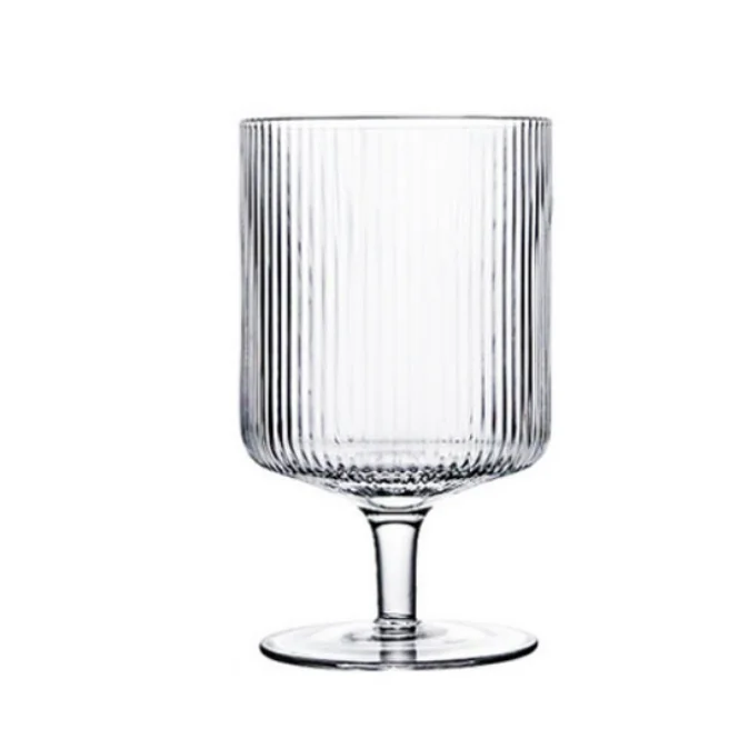

ribbed vertical stripe ripple wine glass, Clear