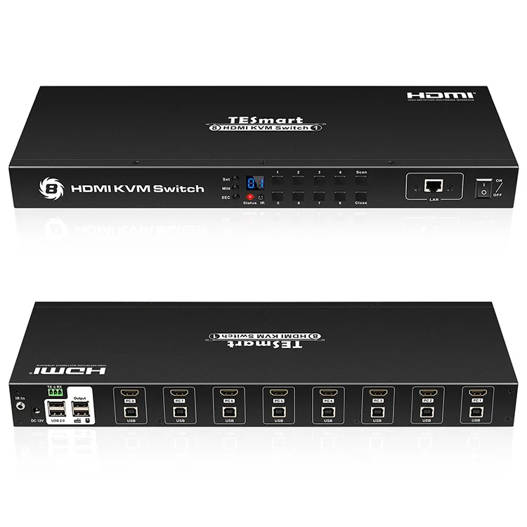 

KVM HDMI switch 8 Port with remote control & 4 Pcs 5ft KVM Cables - Controls up to 8 Computers/Servers