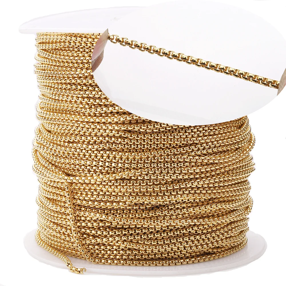 Fashion Stainless Steel 18k Real Gold Plated Square Pearl Corn Chain for Women Necklace Accessories