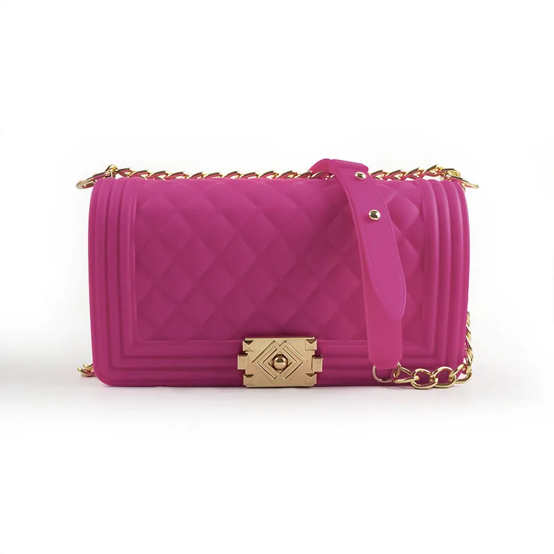 

Popular 2021 bag fashion colorful rainbow jelly pvc women handbags ladies purse messenger square bag, Picture color