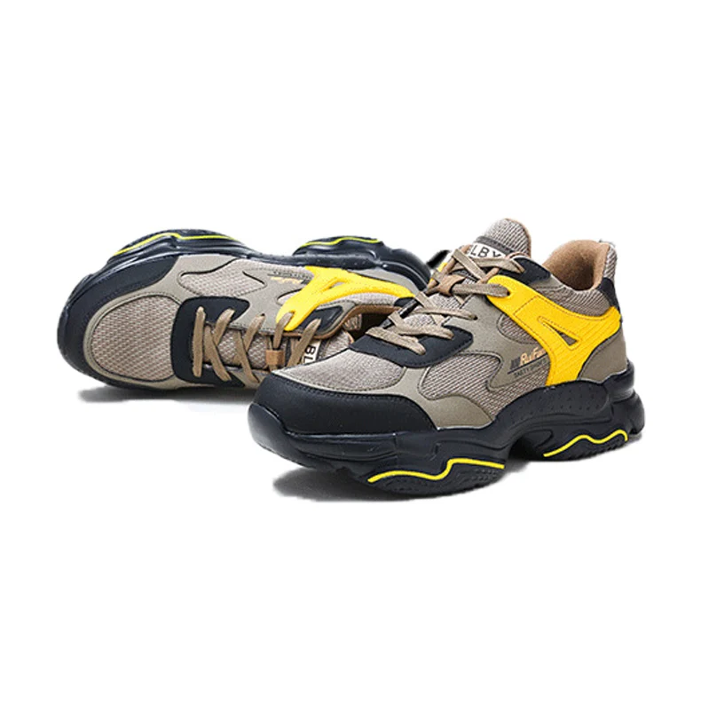 

Work Safety Shoes for Men Womens Lightweight Breathable Toe Sneakers Steel Toe Shoes Construction Safety Shoes, Black grey yellow