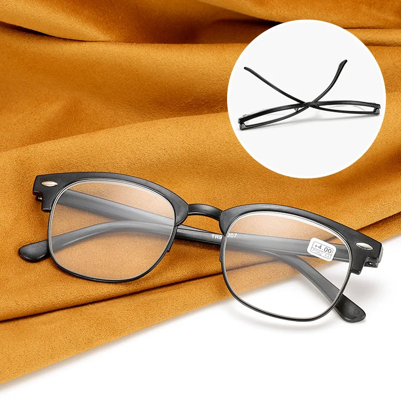 

Wholesale retro reading glasses rice TR90 half frame presbyopic glasses