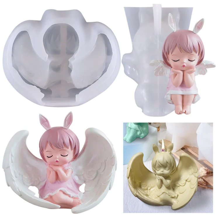 

Y3127 DIY Silicone Angel with wing Candle Mold for home decoration, Blue