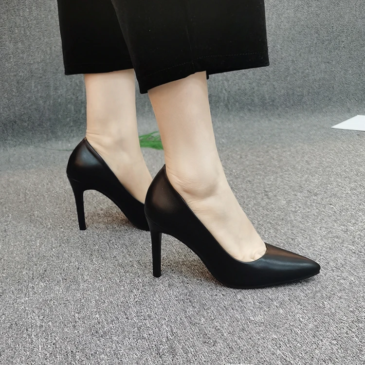 

women's hill designer female comfortable soft pointed low pencli thin heels black pumps formal shoes women autumn dress shoes, Customized color