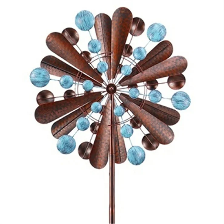 

Hourpark Modern luxury wind catchers metal outdoor patio decoration Blue bead wind spinners