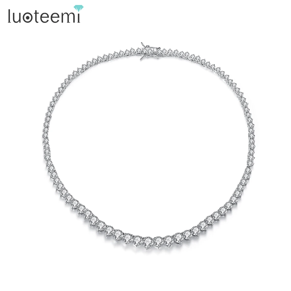 

LUOTEEMI Diamond Initial Necklace Cubic Zircon Choker Cz Tennis Chain Necklace