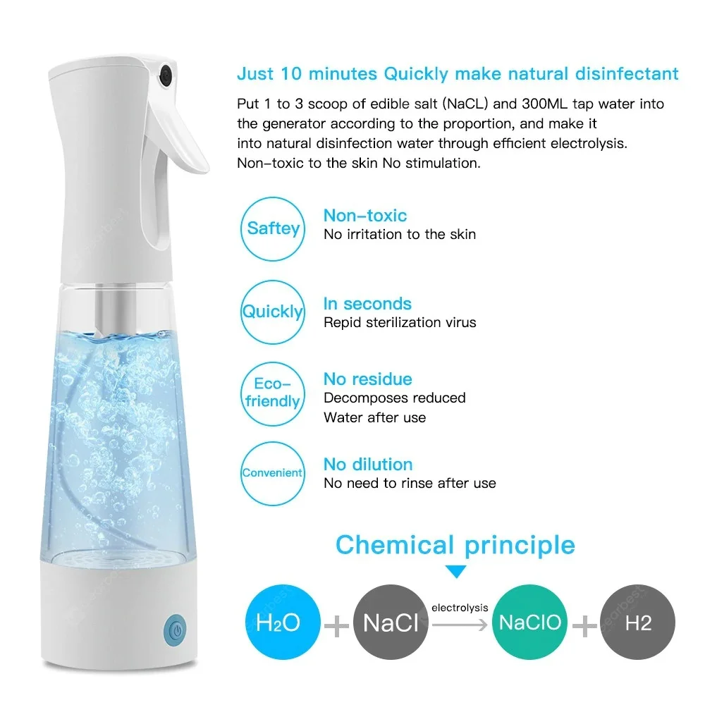 

84 Sodium Hypochlorite Disinfection water maker USB Electrolytic Bottle Generator Generates Sanitisers by Disinfectants Maker