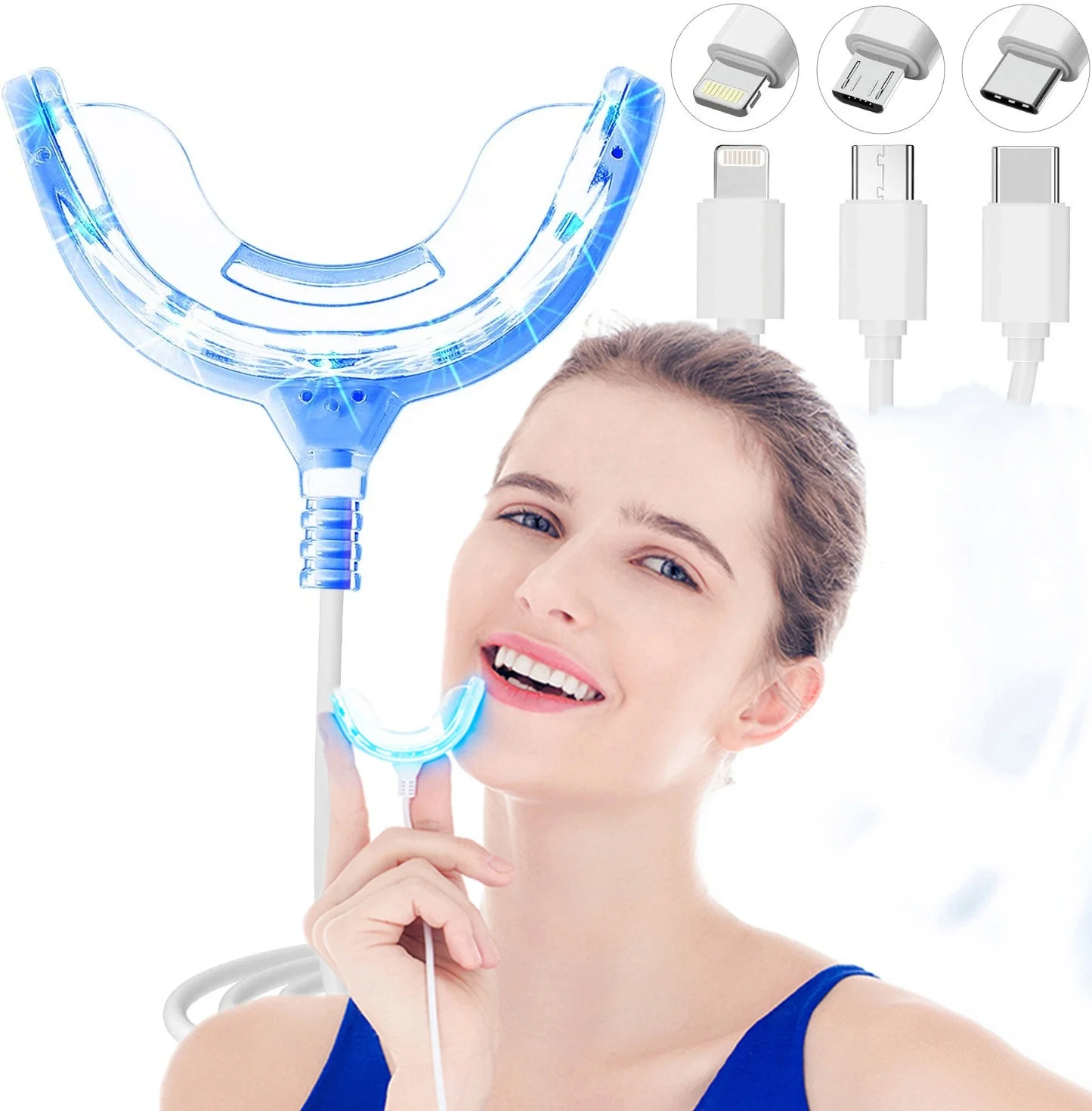 

New Upgrade 16 LED Teeth Whitening Accelerator Light Mouth Tray Teeth Whitening Enhancer Light Trays for Home Use, White