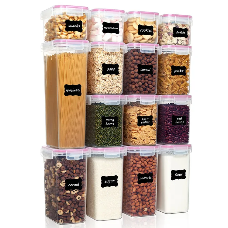 

Cereal and coarse grain storage box kitchen 15-piece set 1.4L rice bucket PP transparent sealed jar set, Optional