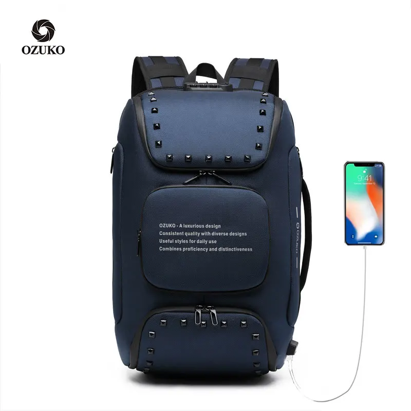 

Ozuko 9284 Bag Business Laptop Backpack For Men Luxury Anti Theft Hydration Backpack School Bag Set For Boy Pack, Black,grey,blue,camo,deep blue,orange