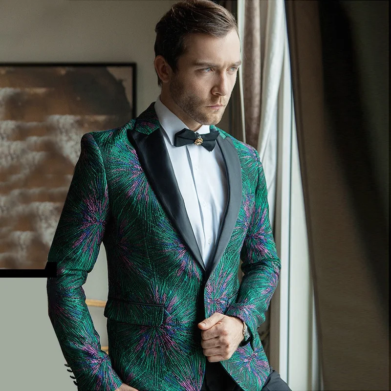 Ready To Ship In Stock Printed Single Breasted Men's Suits
