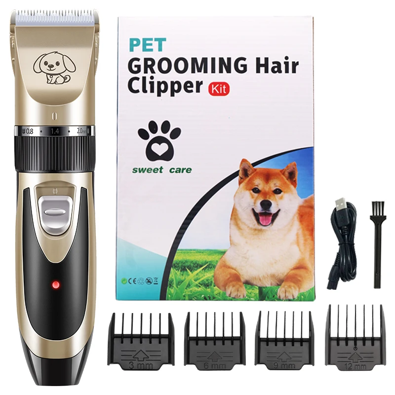 

Dog Shaver Clippers Cat Hair Brush Set Electric Quiet Dog Pet Hair Clipper, Gold,pink