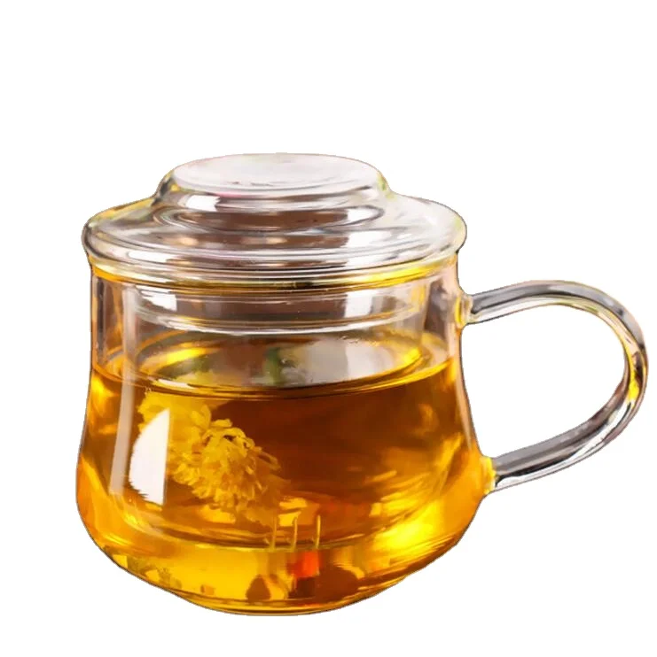 

Promotional Christmas Gift Tea Infuser Cup Borosilicate Tea Glass Mug Cup With Tea Infuser and Lid, Transparent