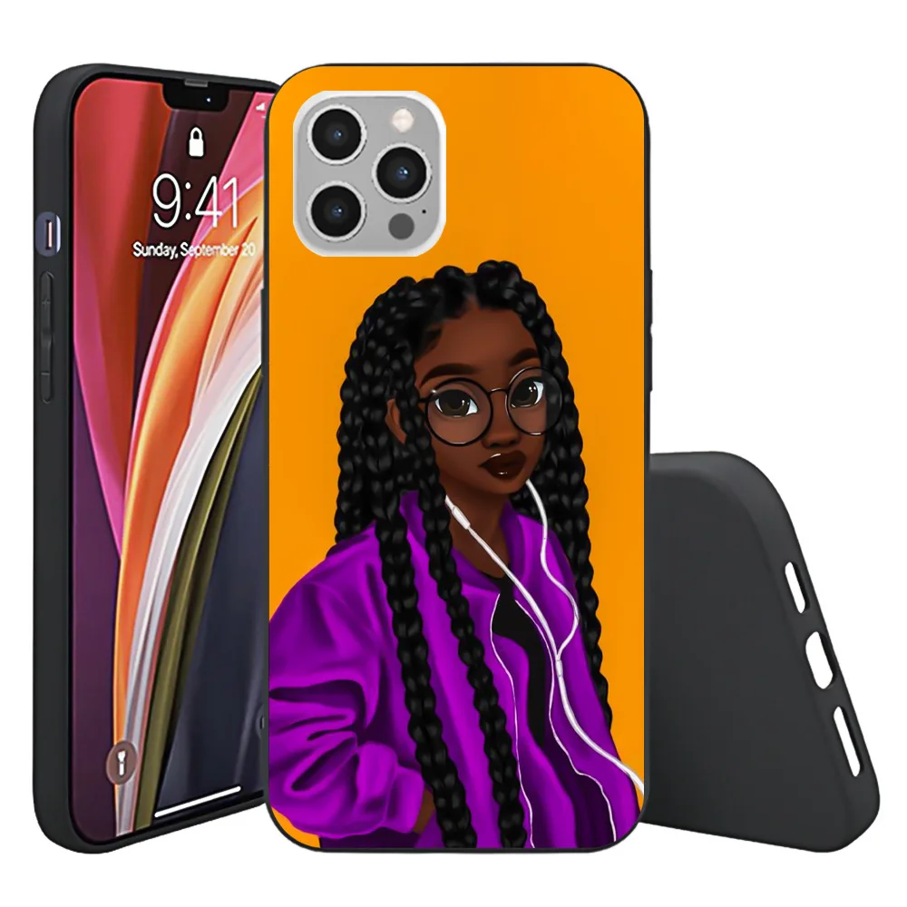 

Black Girl Phone Case Melanin Poppin Black Girl Queen Phone Cover For iphone 13/12/12Pro/12 Max, Multi