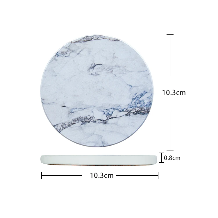 

Luxury Marble Patterned Ceramic Tea Cup Coaster For Drink Absorbent