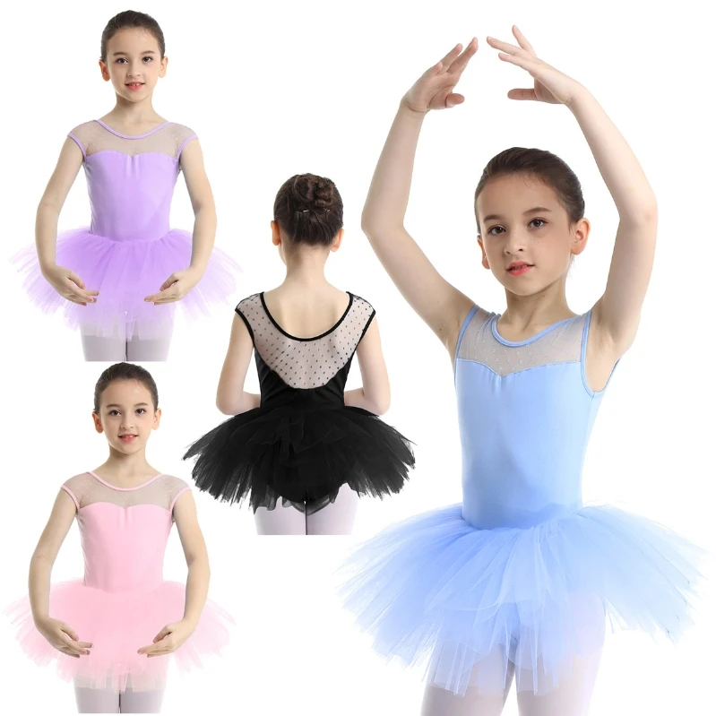 

Girls' Soft Hollow out Sleeveless Ballet Dance Tutus Colorful Performance Wear Gymnastics Leotard Dance Dress For Children