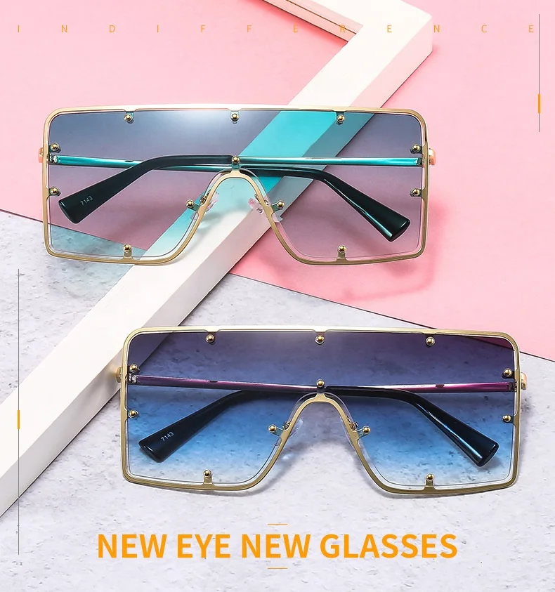 

Newest Oversized Square Sunglasses 2021 women fashion brand designer sun glasses one piece big frame eyewear travel shades, Custom colors