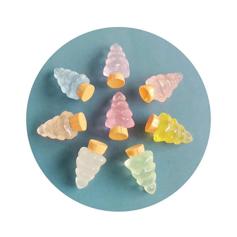 100 Pcs Luminous Resin Mini Christmas Tree Figurines Bulk Glow in Dark Xmas Tree Crafts DIY Accessories for Holiday Party Decor