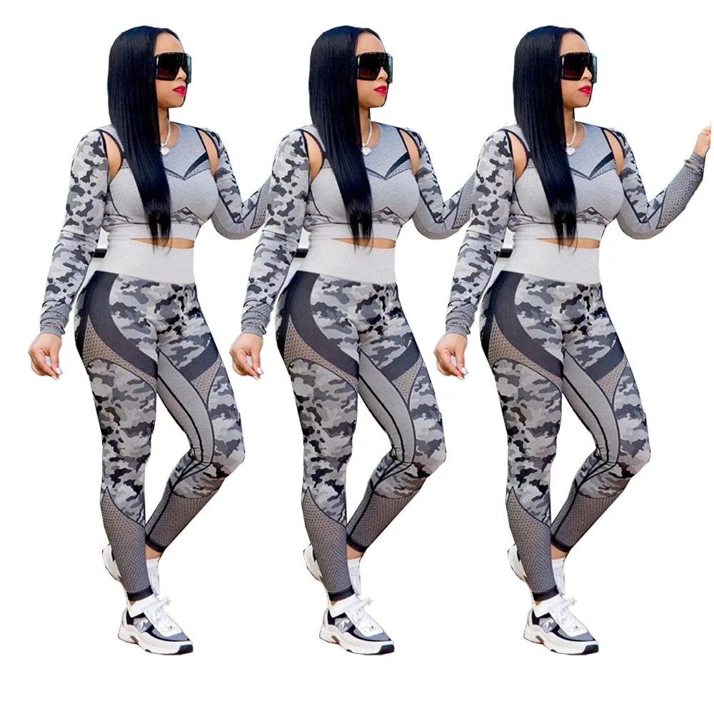 

fashion European and American women's camouflage printing casual two-piece suit NY8014, Picture