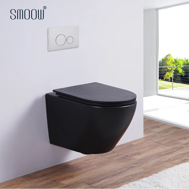 European Wc Rimless Matt Black Color Wall Hung Toilet With