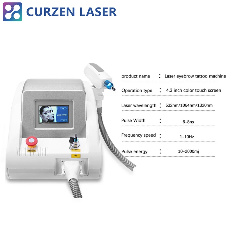 

Nd Yag Laser Tattoo Removal Machine With Red Pointer 1064nm 532nm 1320nm Eyebrow Pigment Removal