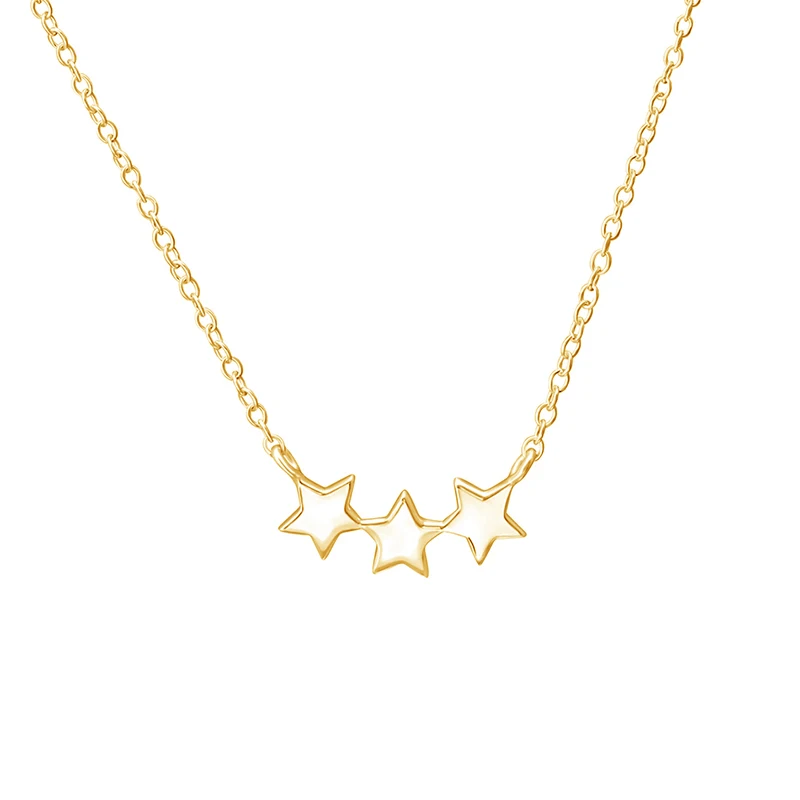 

18k gold plated minimalist jewelry wholesale online 925 sterling silver triple star necklace