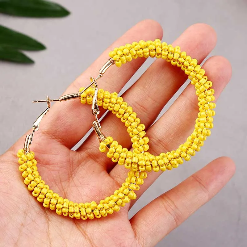 

European and American Bohemian Geometric Handmade Hoop Earrings Round Exaggerated Cool Resin Ear Ring Jewelry, As picture show