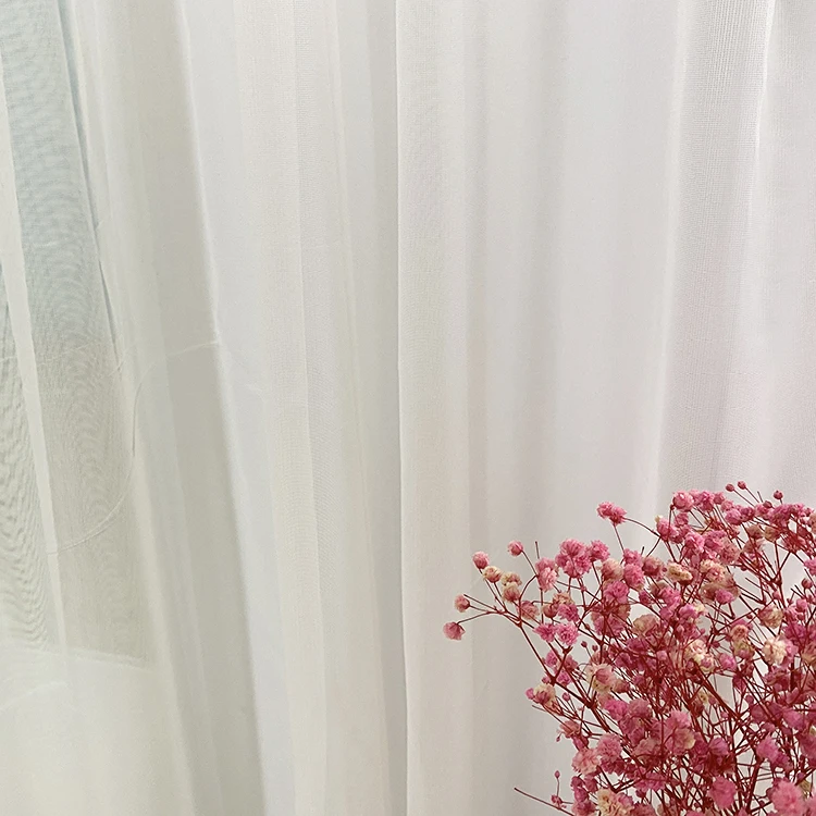 

Cheap wedding knit white polyester mesh plain voile window curtain sheer fabric wholesale