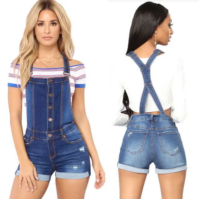 

Fashion Denim Long Overalls Sleeveless Rompers Jeans Jumpsuit For Women