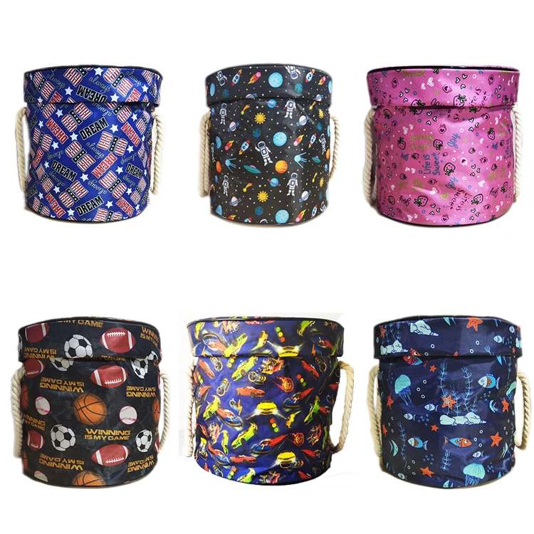 

Toy Clean-up and Storage Container Oxford Storage Box for Kids Storage Boxes & Bins Eco-friendly Foldable CLASSIC Folding Round, 6 kinds of pattern