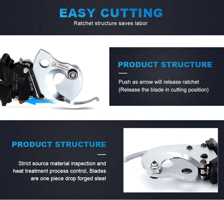 XLJ-D-300A dia 35mm mechanical ratchet cable cutter