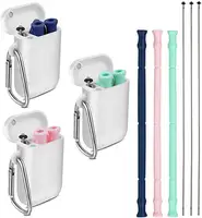 

New Product Portable Collapsible Silicone Drinking Reusable Straw With Case